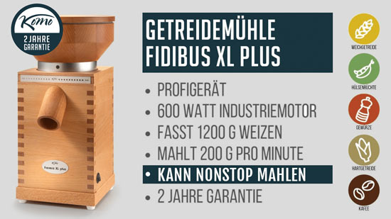 KoMo Getreidemühle Fidibus XL Plus - Dauerläufer