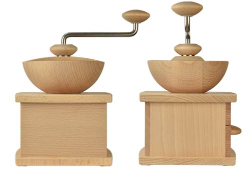 Handmühle MULINO - Getreidemühle mit Handantrieb - Rückseite und seitlich