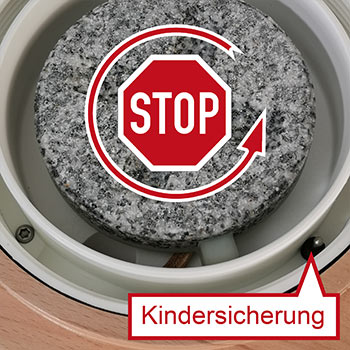 Getreidemühle mit Kindersicherung